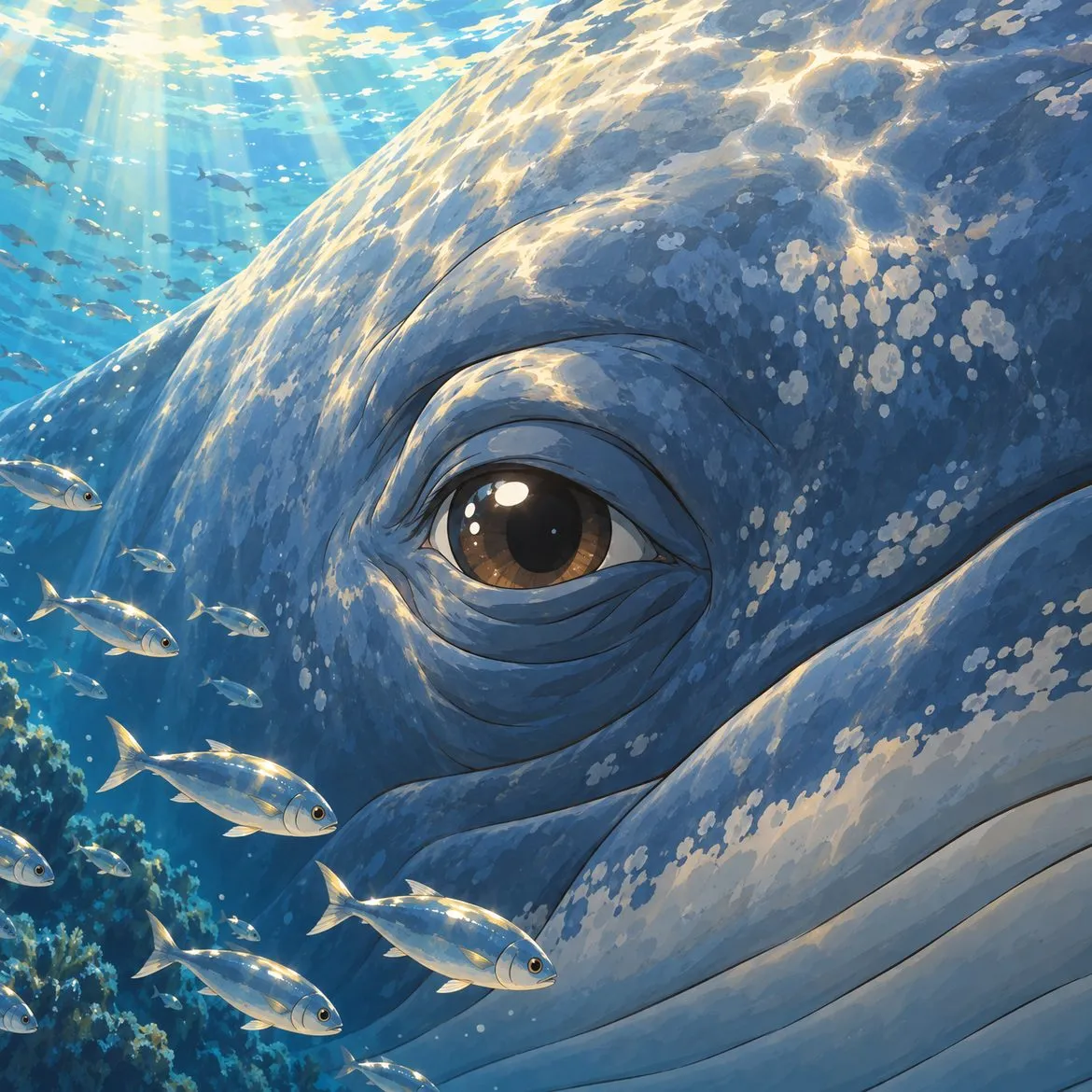 The gentle eye of a great whale.